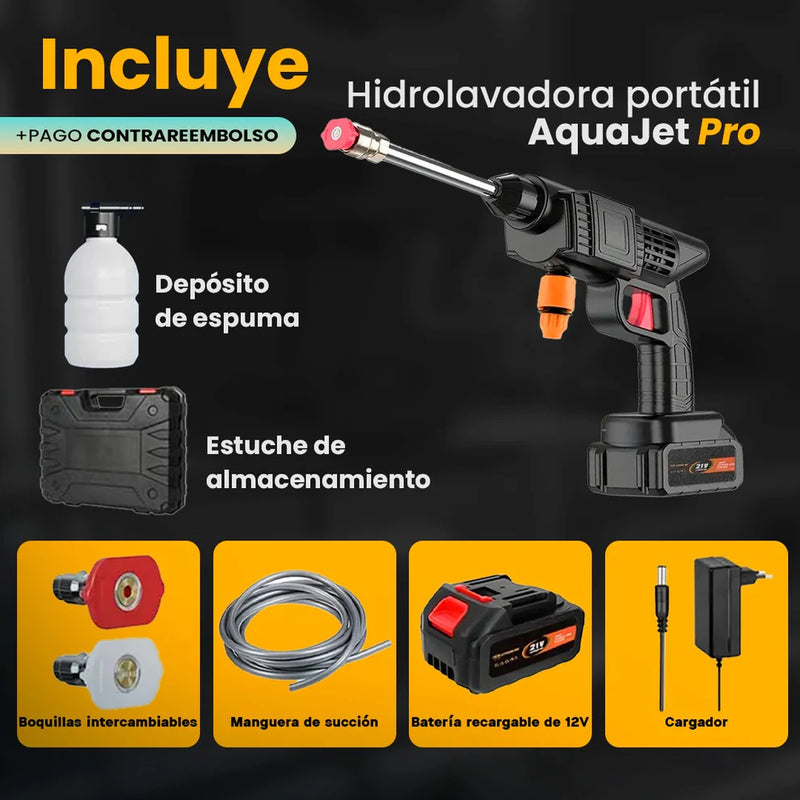 AquaJet Pro: Hidrolavadora portatil de 2 baterias