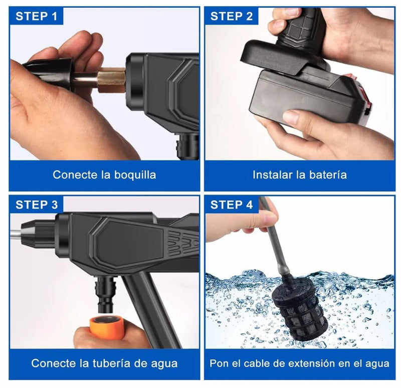 AquaJet Pro: Hidrolavadora portatil de 2 baterias
